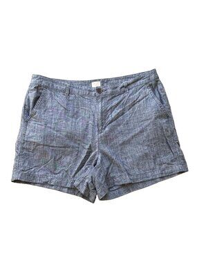 A New Day Blue Cotton Chambray 4.5" Inseam Casual Shorts Women Size 14